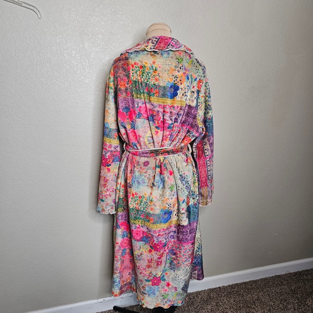 Natural Life Floral Patchwork Cozy Fleece Robe Womens Large Multi Color - Picture 5 of 8